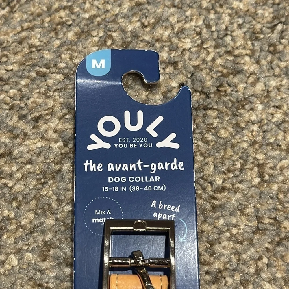Youly Dog Collar Medium Blue Tan Stripe NWT